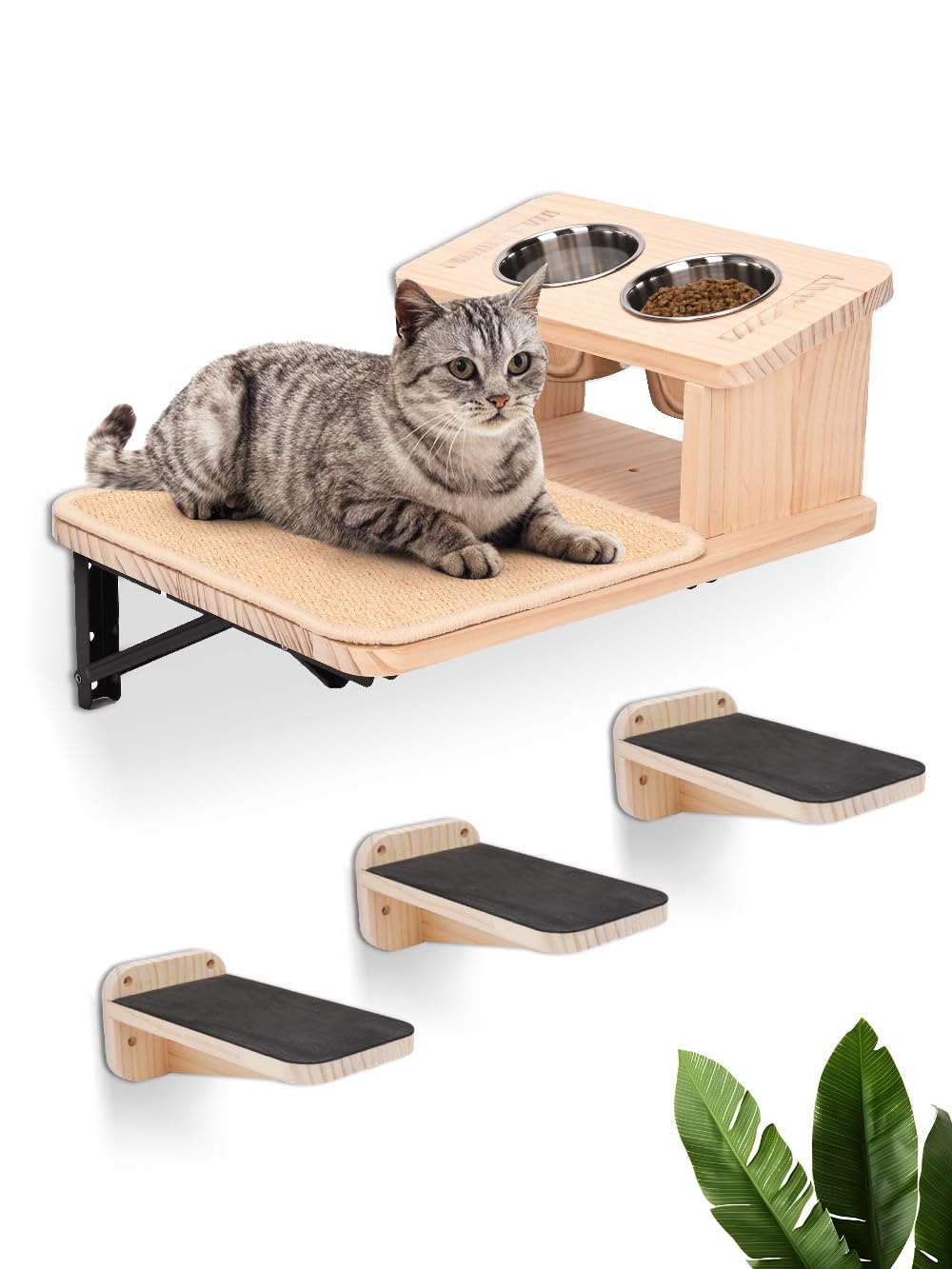 Climb & Dine Cat Wall Shelves