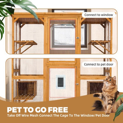 Spacious Outdoor Cat Cabin 72" with Roof