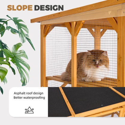 Spacious Outdoor Cat Cabin 72" with Roof