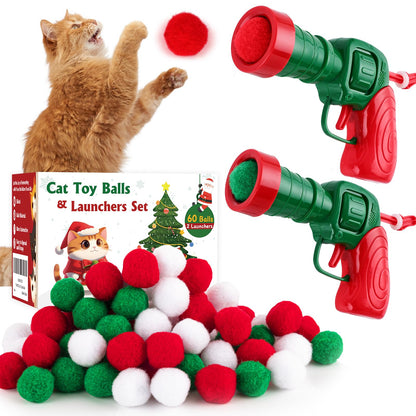 TEAWOO Festive Cat Launcher and Pom Poms Set